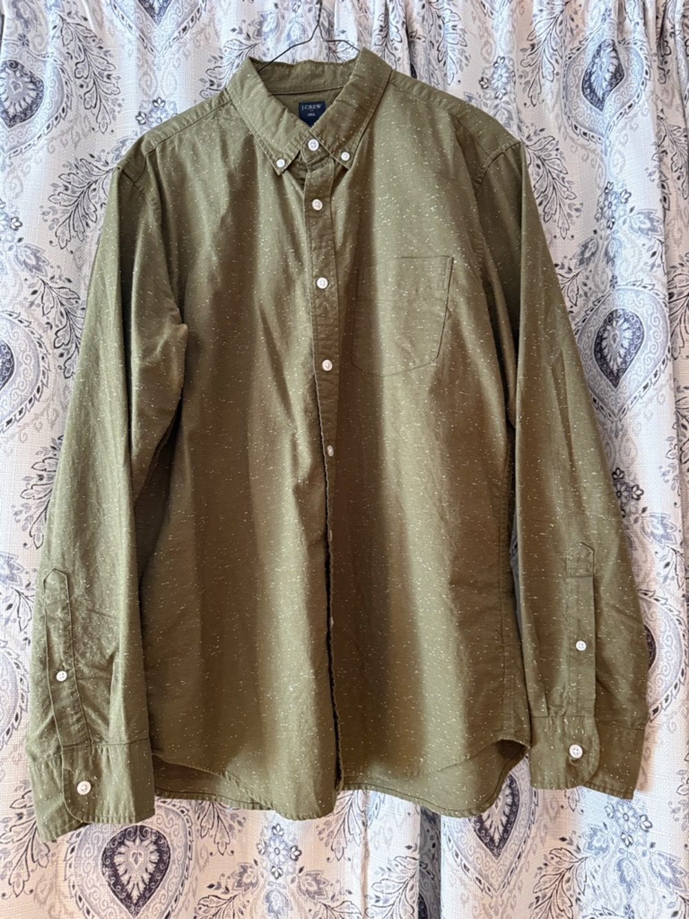 J. Crew Olive Green Speckled Button-Down Shirt